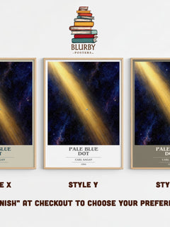 Pale Blue Dot book cover print in frame leaning in hallway – non fiction wall art