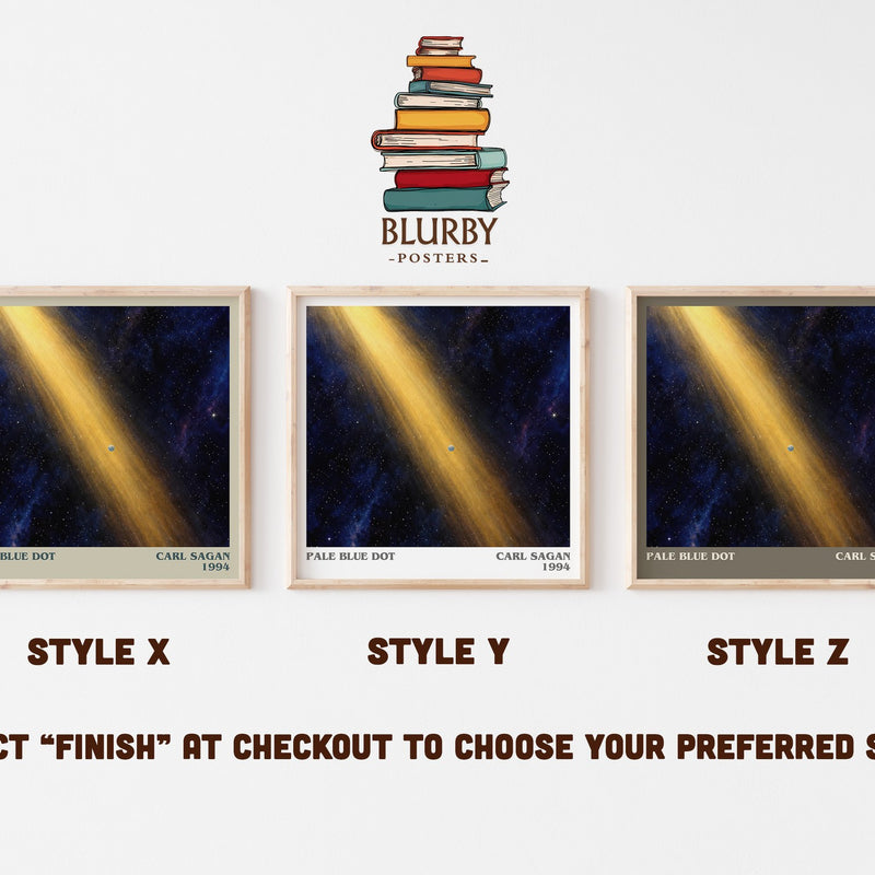 Pale Blue Dot literary print in frame leaning in hallway – non fiction wall art