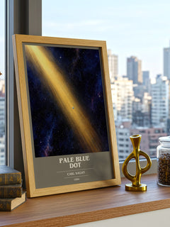 Pale Blue Dot book cover print framed by window – literary home decor