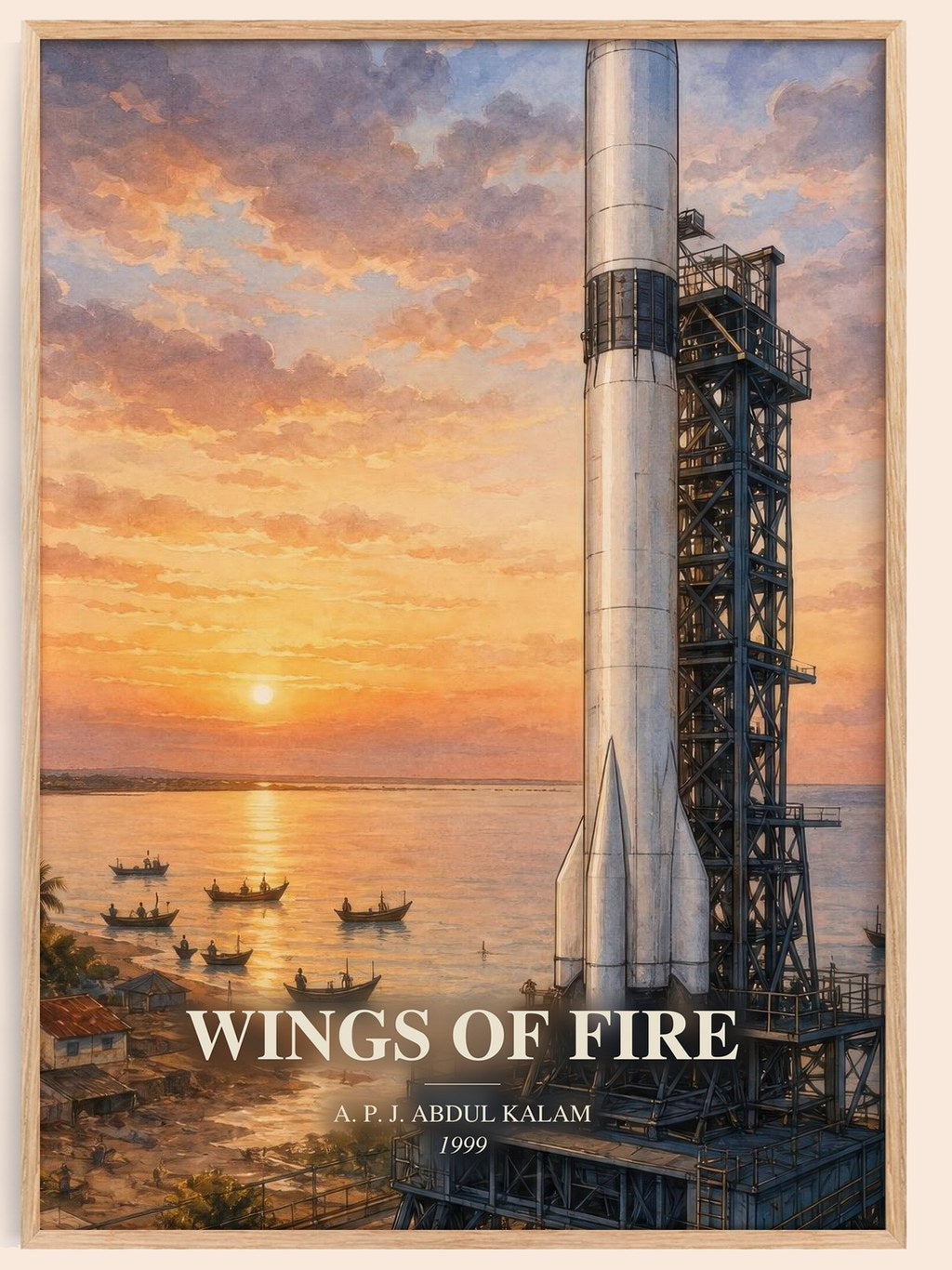 Wings of Fire watercolour book poster by A. P. J. Abdul Kalam – framed literary art print