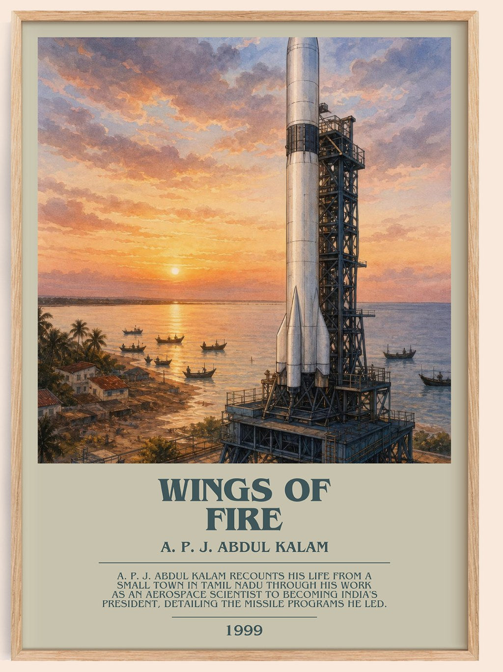 Wings of Fire bookish book poster by A. P. J. Abdul Kalam – framed literary art print