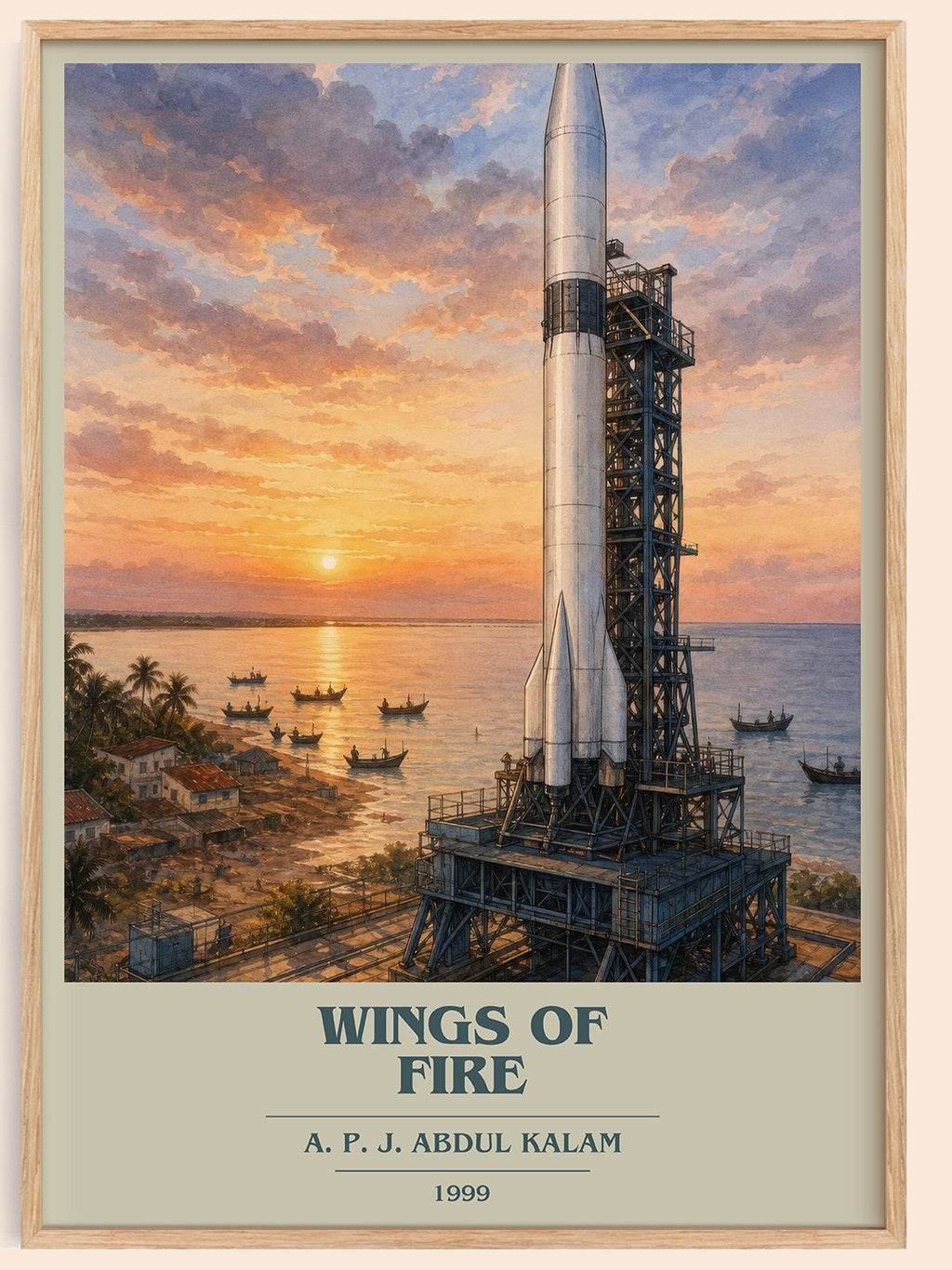 Wings of Fire book cover book poster by A. P. J. Abdul Kalam – framed literary art print