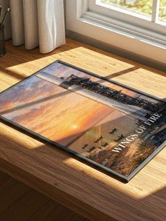 Wings of Fire watercolour book poster framed on wall – memoir wall art