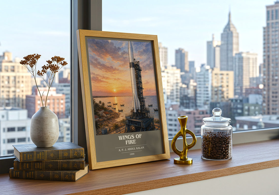 Wings of Fire book cover print framed by window – literary home decor