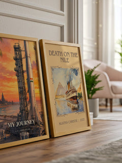 My Journey watercolour print framed by window – literary home decor