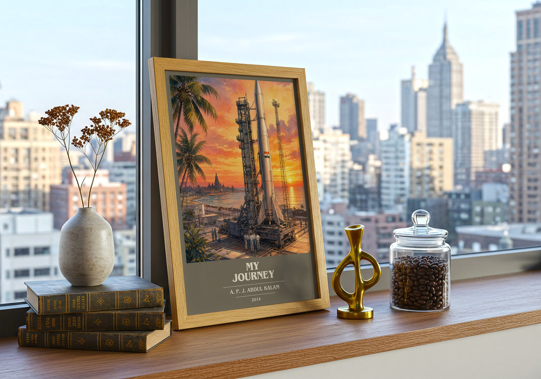 My Journey book cover print framed by window – literary home decor