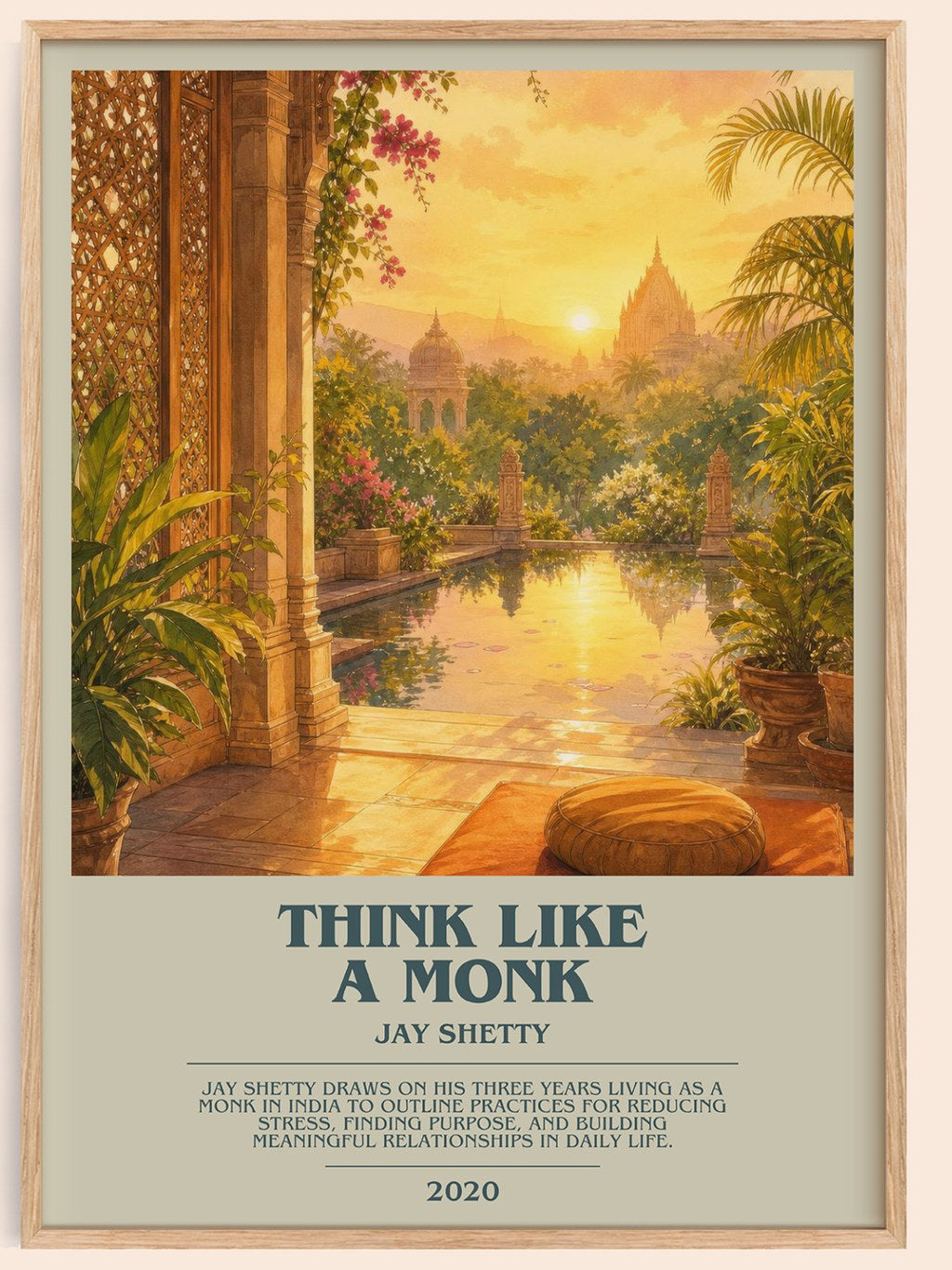 Think Like a Monk bookish book poster by Jay Shetty – framed literary art print