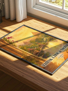 Think Like a Monk watercolour book poster framed on wall – non fiction wall art