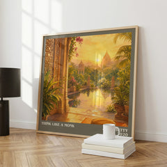Think Like a Monk literary print framed by window – literary home decor