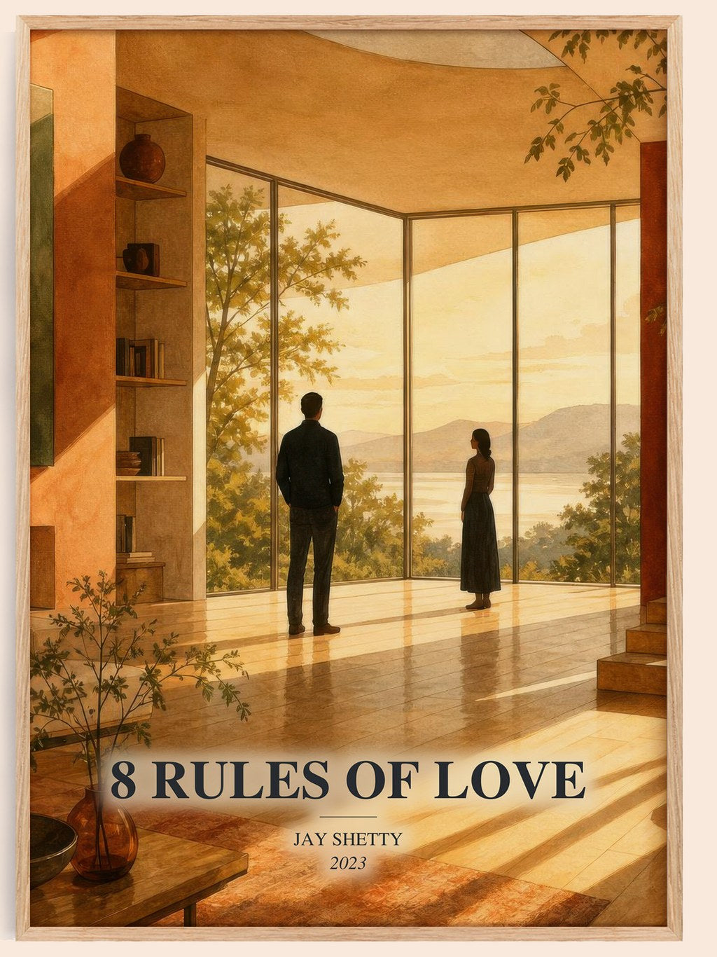 8 Rules of Love watercolour book poster by Jay Shetty – framed literary art print