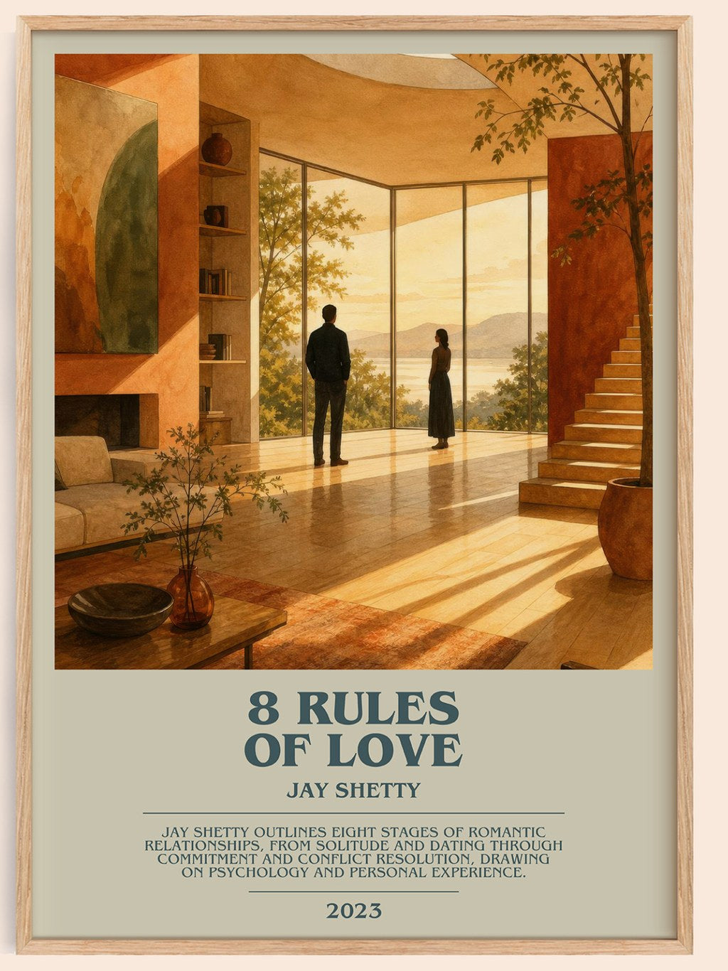 8 Rules of Love bookish book poster by Jay Shetty – framed literary art print