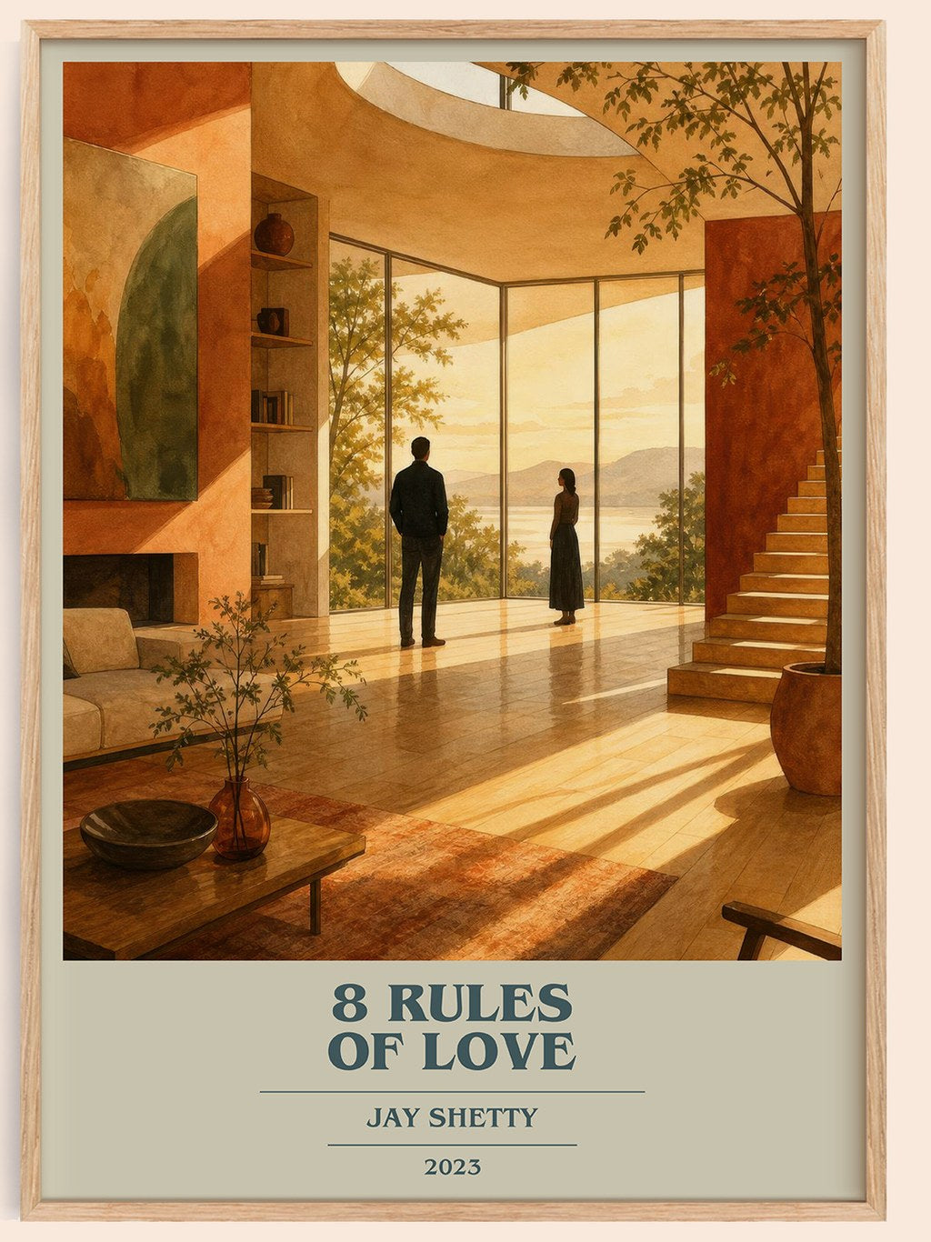 8 Rules of Love book cover book poster by Jay Shetty – framed literary art print