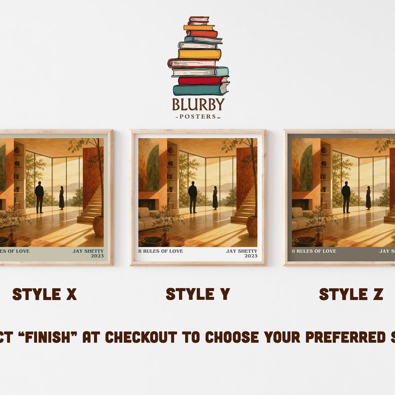 8 Rules of Love literary print in frame leaning in hallway – non fiction wall art