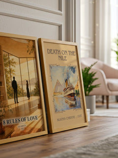 8 Rules of Love watercolour print framed by window – literary home decor