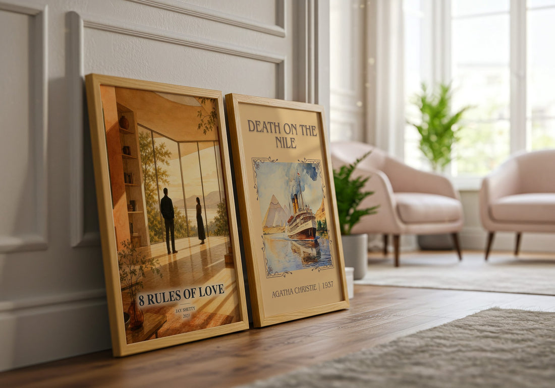 8 Rules of Love watercolour print framed by window – literary home decor