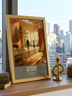 8 Rules of Love book cover print framed by window – literary home decor