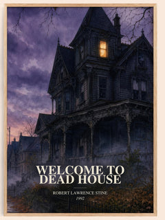 Welcome to Dead House watercolour book poster by Robert Lawrence Stine – framed literary art print
