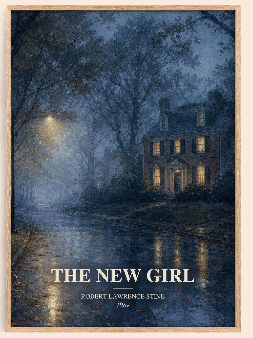 The New Girl watercolour book poster by Robert Lawrence Stine – framed literary art print