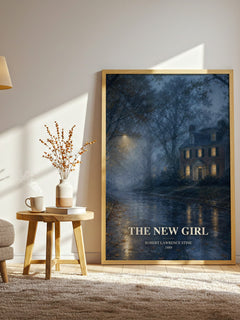 The New Girl watercolour print in frame leaning in hallway – horror wall art