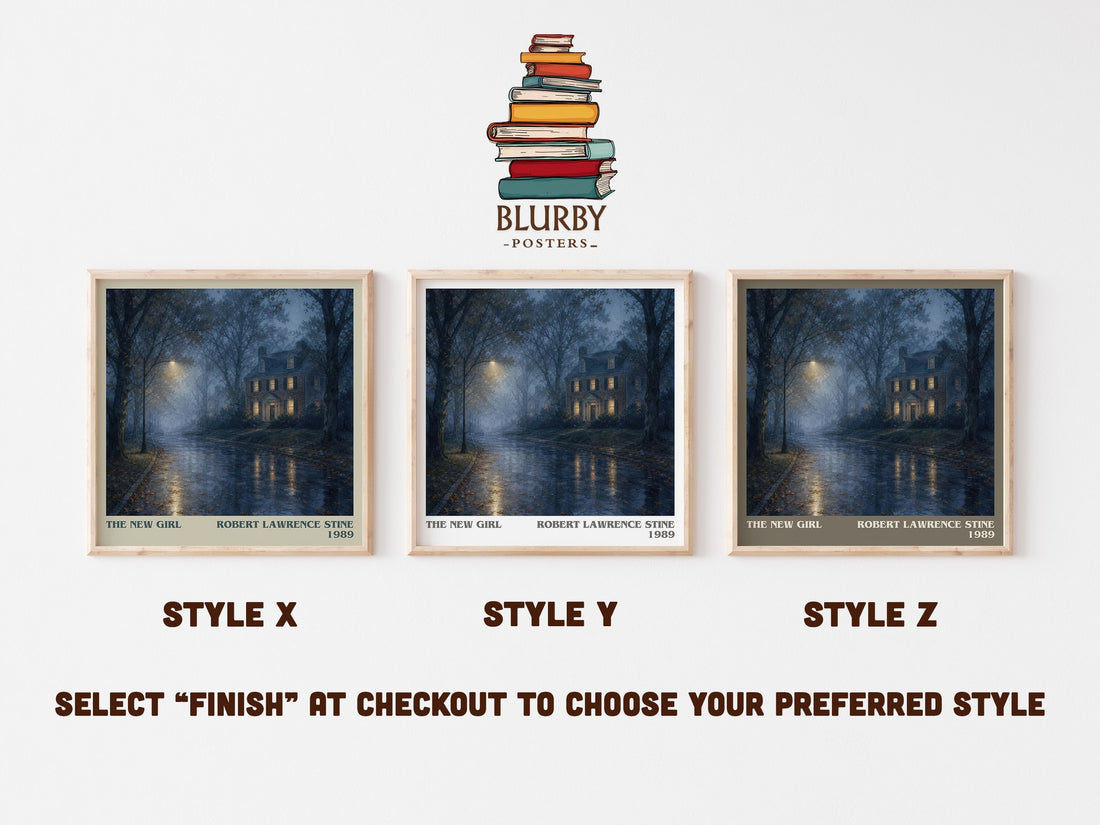 The New Girl literary print in frame leaning in hallway – horror wall art (mockup)