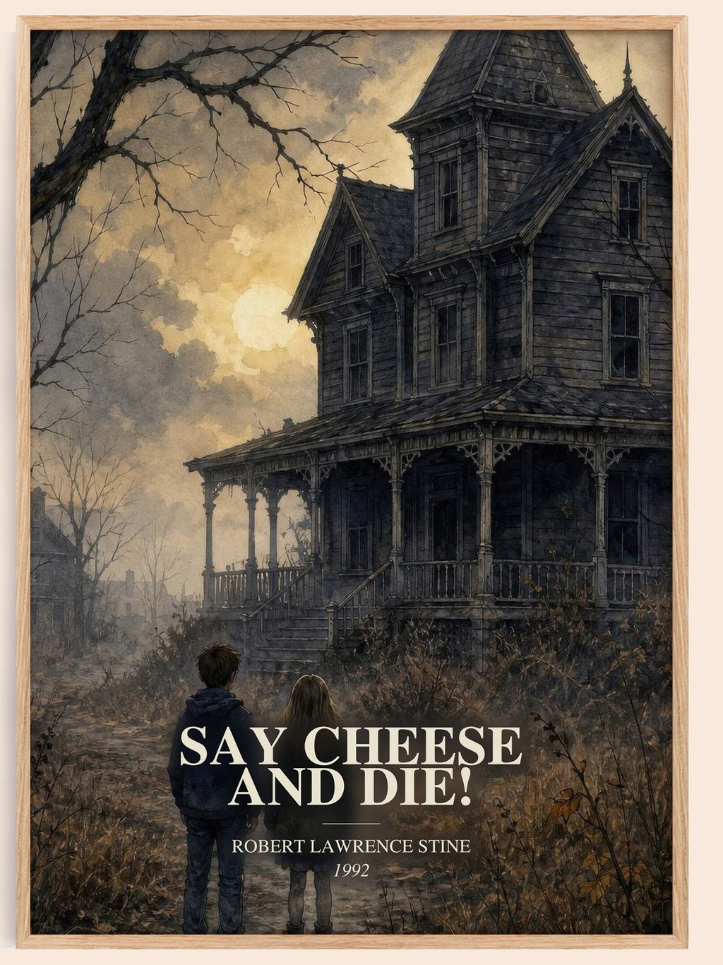 Say Cheese and Die! watercolour book poster by Robert Lawrence Stine – framed literary art print