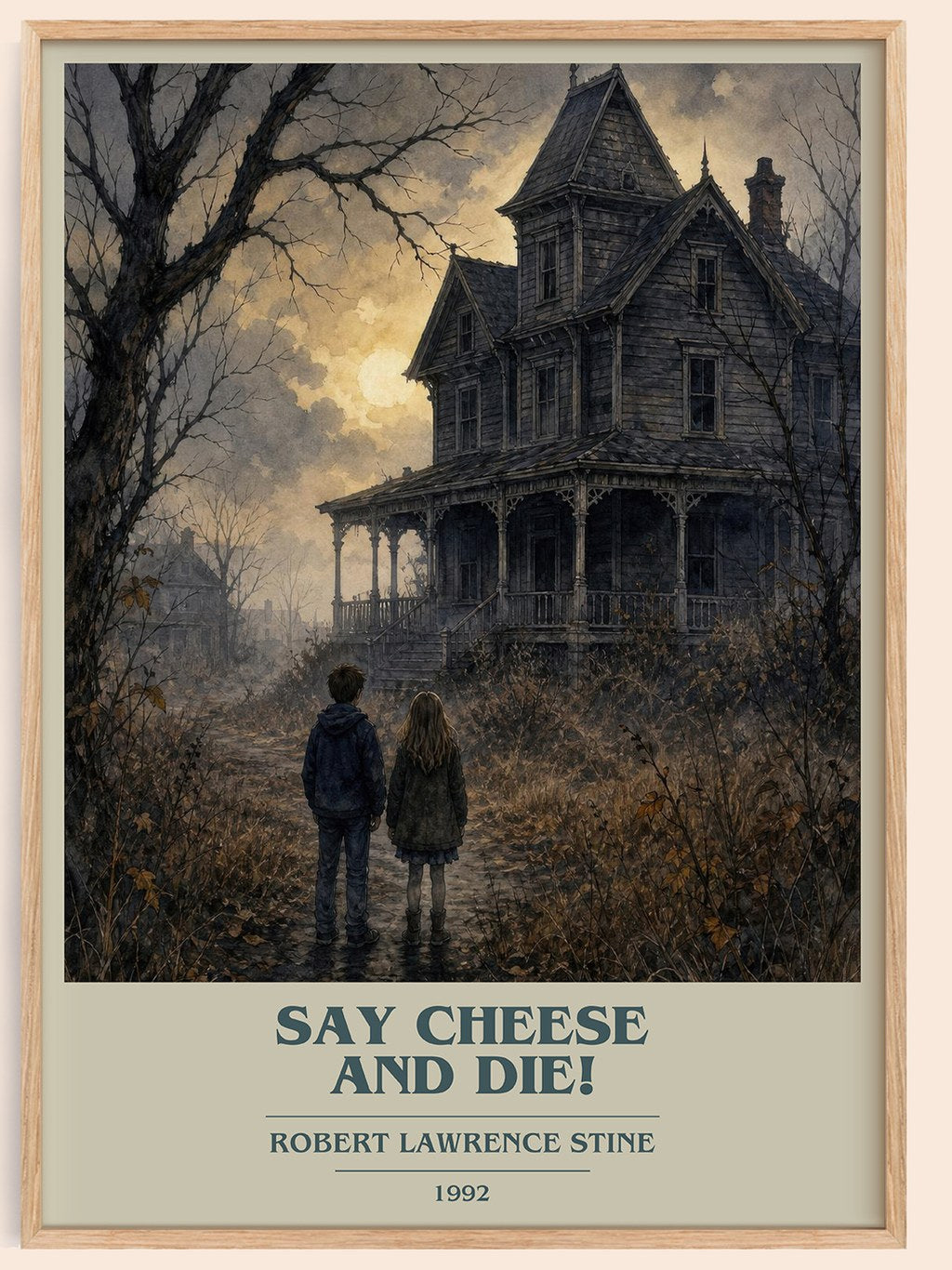 Say Cheese and Die! book cover book poster by Robert Lawrence Stine – framed literary art print