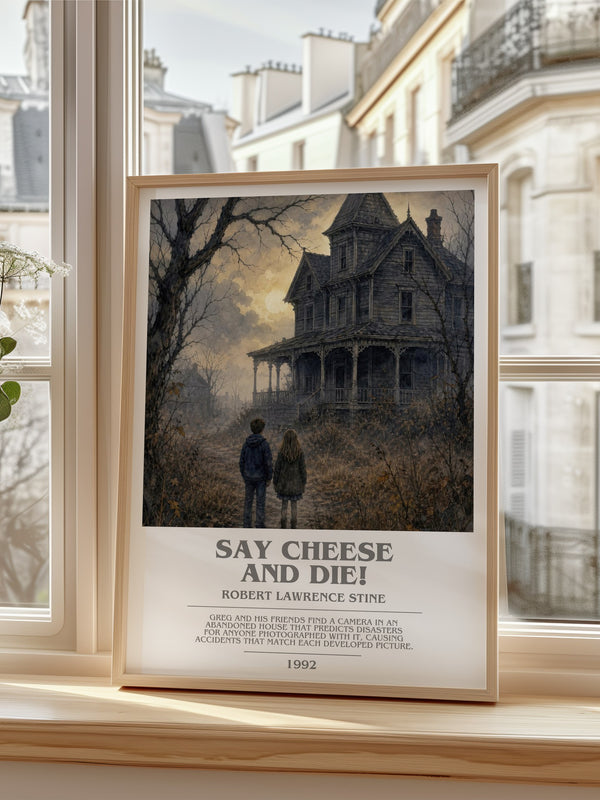 Say Cheese and Die! bookish poster colour and style options – Robert Lawrence Stine book art