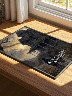 Say Cheese and Die! watercolour book poster framed on wall – horror wall art