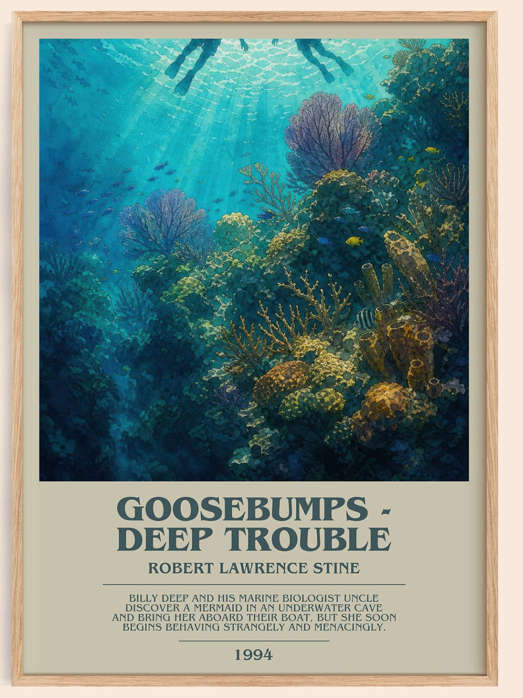 Goosebumps - Deep Trouble bookish book poster by Robert Lawrence Stine – framed literary art print