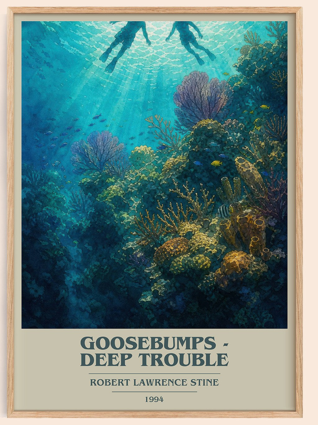 Goosebumps - Deep Trouble book cover book poster by Robert Lawrence Stine – framed literary art print