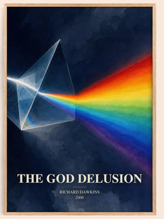The God Delusion watercolour book poster by Richard Dawkins – framed literary art print