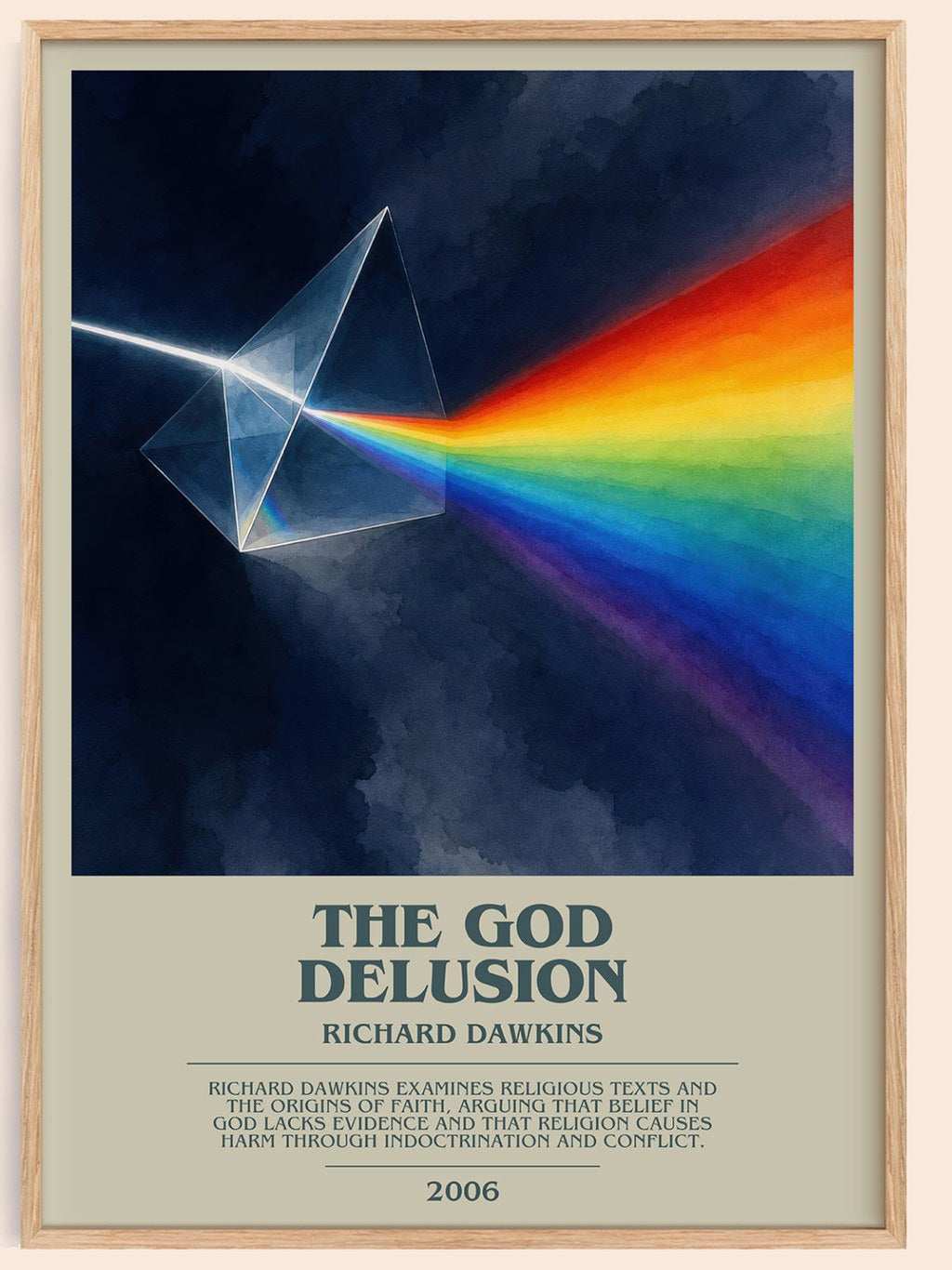 The God Delusion bookish book poster by Richard Dawkins – framed literary art print