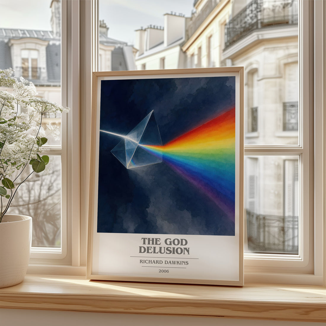 The God Delusion book cover poster colour and style options – Richard Dawkins book art