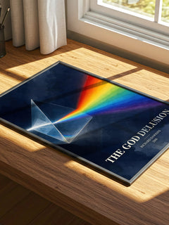 The God Delusion watercolour book poster framed on wall – non fiction wall art