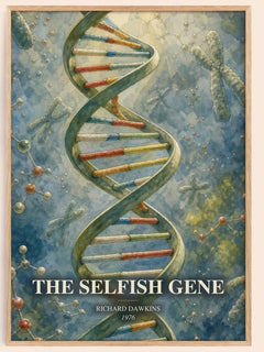 The Selfish Gene watercolour book poster by Richard Dawkins – framed literary art print