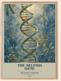 The Selfish Gene book cover book poster by Richard Dawkins – framed literary art print