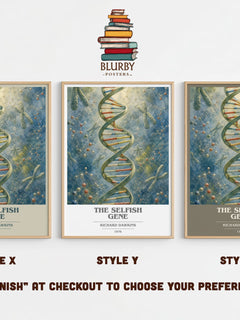 The Selfish Gene book cover print in frame leaning in hallway – non fiction wall art