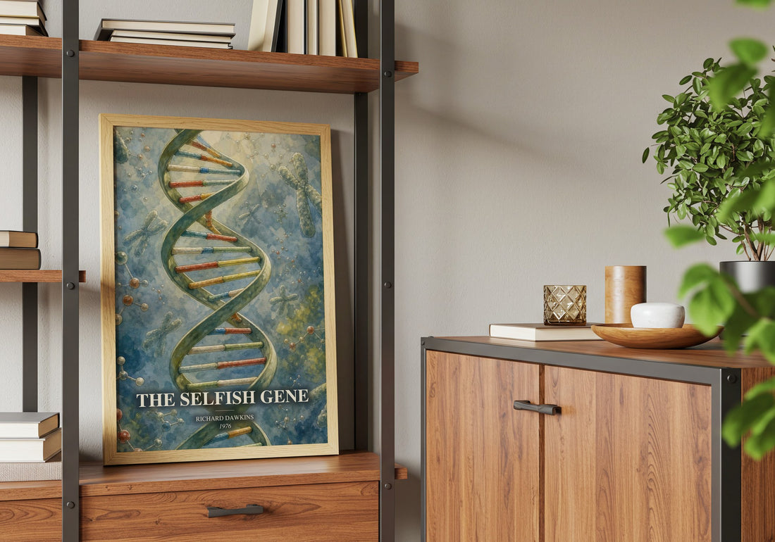 The Selfish Gene book watercolour illustration paper finish options – matte satin gloss