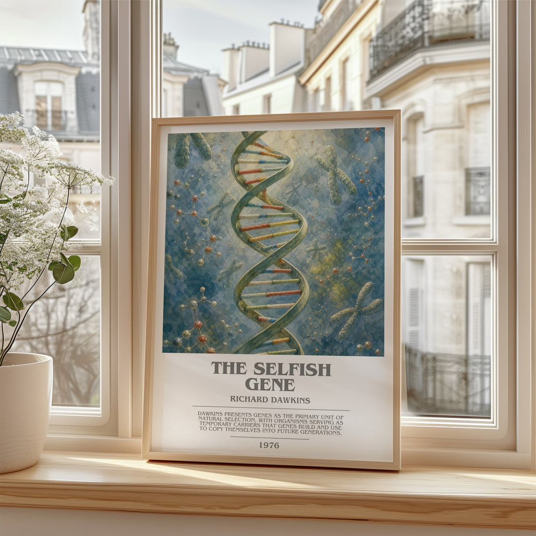 The Selfish Gene bookish poster colour and style options – Richard Dawkins book art