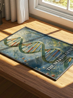The Selfish Gene watercolour book poster framed on wall – non fiction wall art