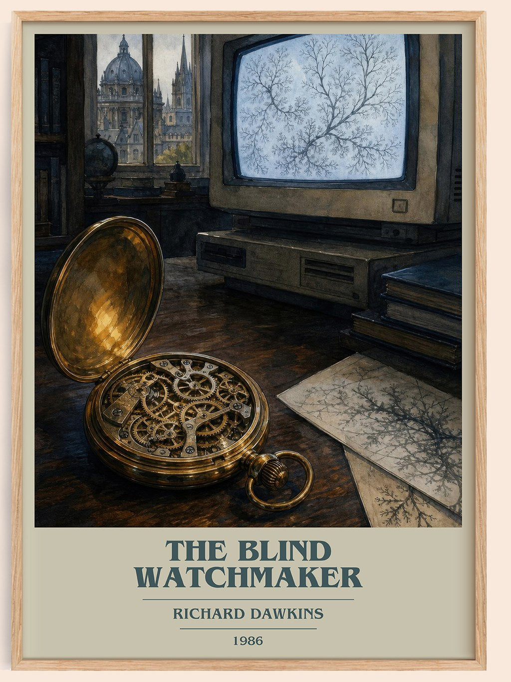 The Blind Watchmaker book cover book poster by Richard Dawkins – framed literary art print