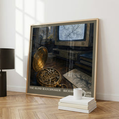 The Blind Watchmaker literary print framed by window – literary home decor