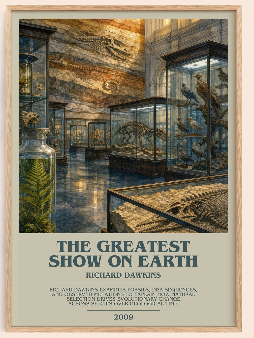 The Greatest Show on Earth bookish book poster by Richard Dawkins – framed literary art print
