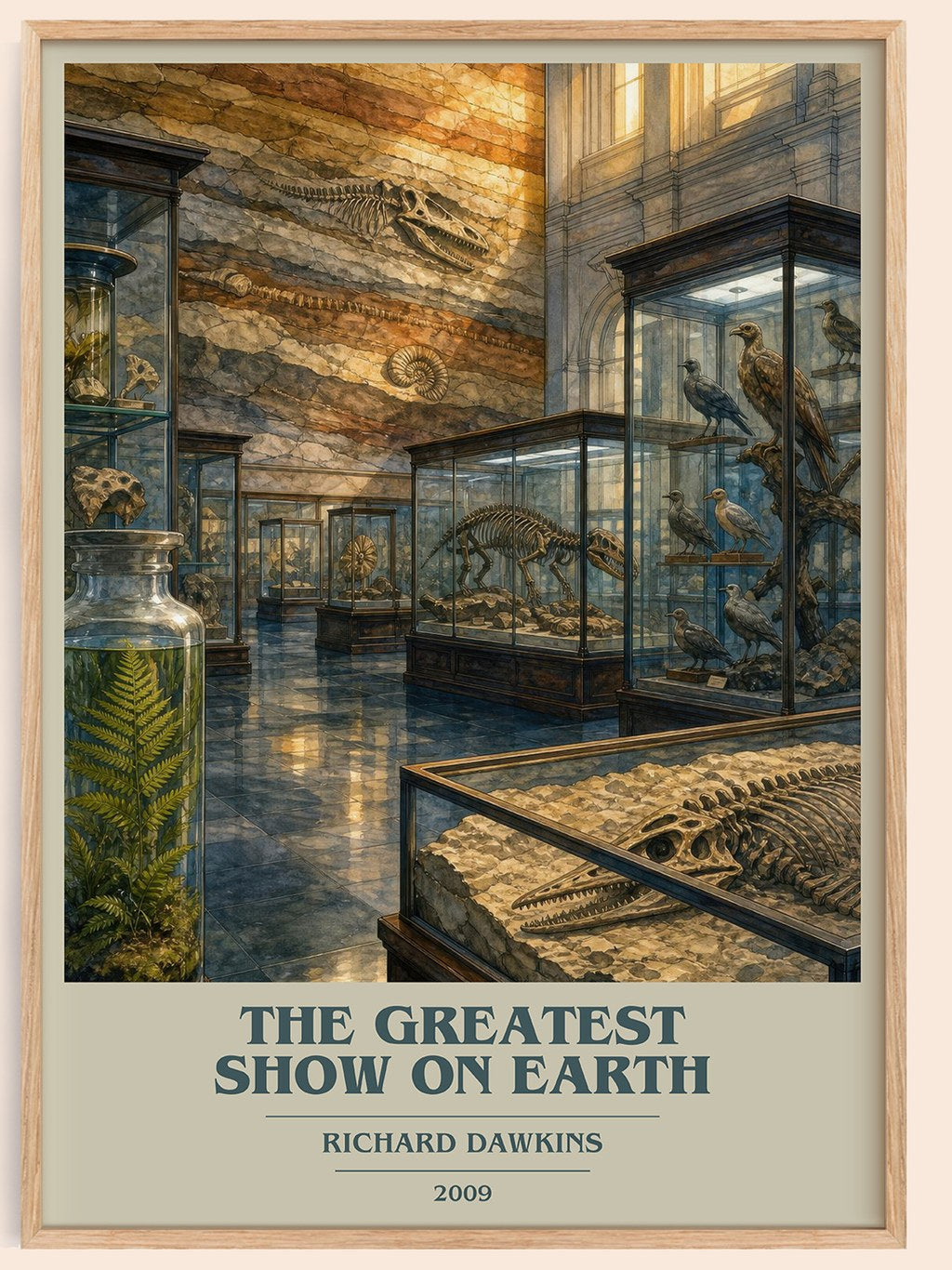 The Greatest Show on Earth book cover book poster by Richard Dawkins – framed literary art print