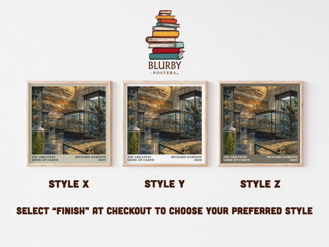 The Greatest Show on Earth literary print in frame leaning in hallway – non fiction wall art (mockup)