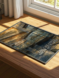 The Greatest Show on Earth watercolour book poster framed on wall – non fiction wall art