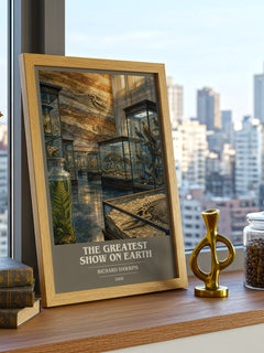 The Greatest Show on Earth book cover print framed by window – literary home decor