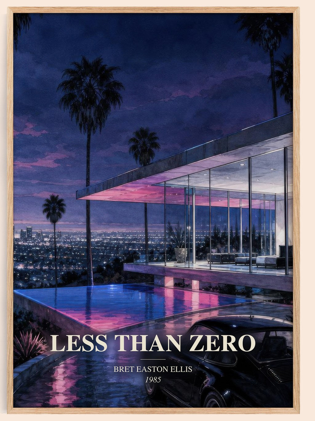 Less than Zero watercolour book poster by Bret Easton Ellis – framed literary art print