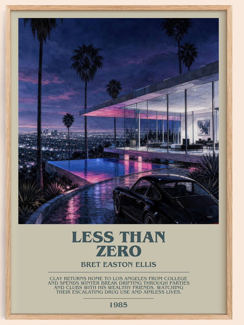 Less than Zero bookish book poster by Bret Easton Ellis – framed literary art print