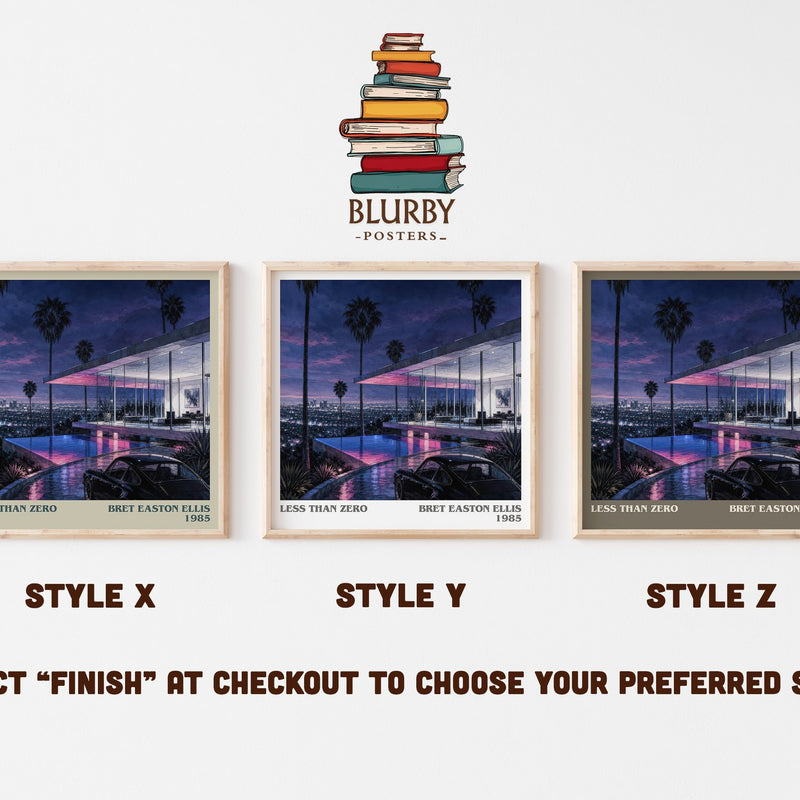 Less than Zero literary print in frame leaning in hallway – literary fiction wall art